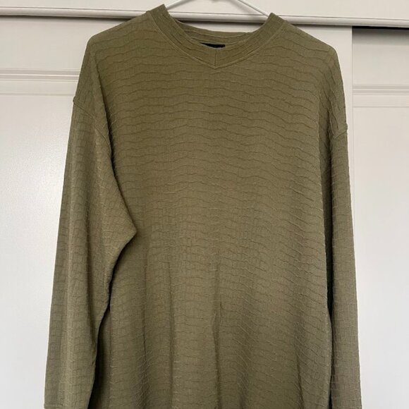 Vintage Barcelino Italy Textured Long Sleeve V-Neck Shirt Size Large - Picture 1 of 11